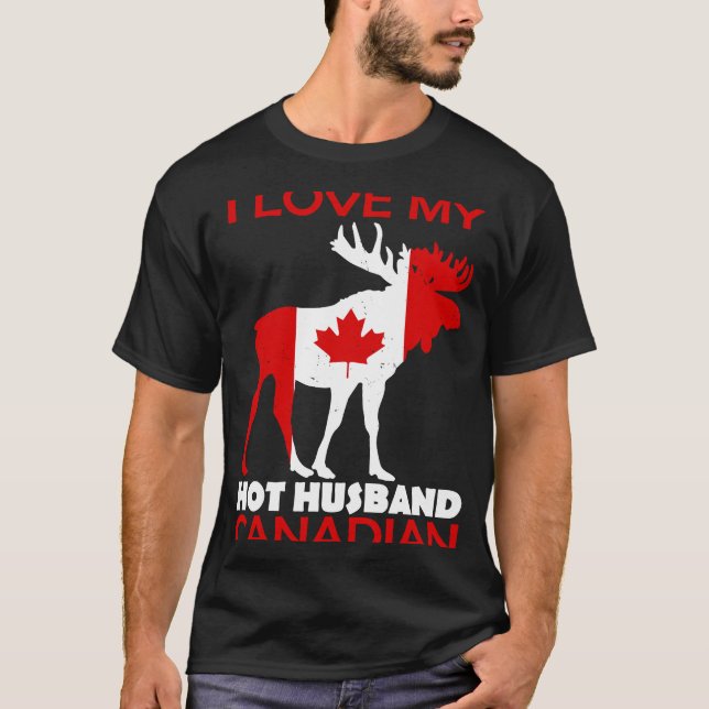 T-shirt LgBN I Love Husband Canadian Maple Leaf Animal Can (Devant)