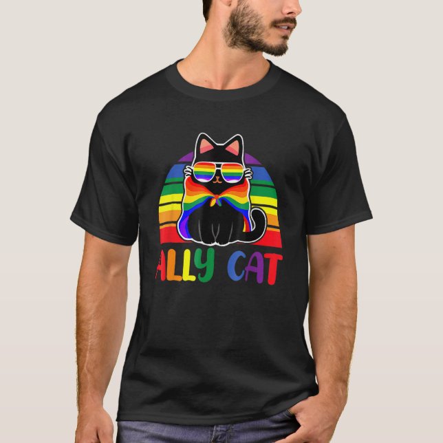 T-shirt LGBT Ally Cat Be Kind Gay Rainbow  LGBTQ Flag Gay  (Devant)