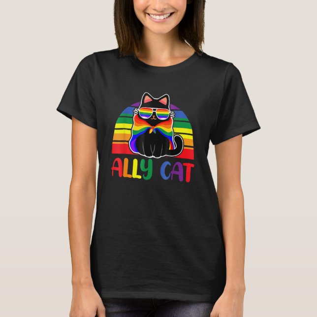 T-shirt LGBT Ally Cat Be Kind Gay Rainbow  LGBTQ Flag Gay  (Devant)