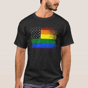 T-shirt LGBT American Flag Gay Lesbian Transgender Pride R