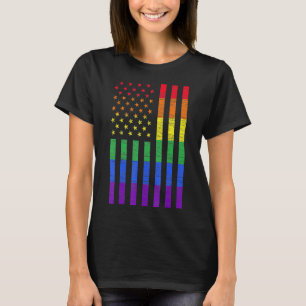 T-shirt Lgbt American Flag Pride Rainbow Gay Lesbian Bi Tr