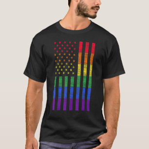 T-shirt LGBT American Flag Pride Rainbow Gay Lesbian Bi Tr