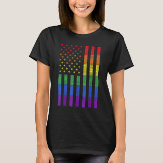 T-shirt Lgbt American Flag Pride Rainbow Gay Lesbian Bi Tr