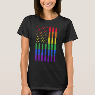 T-shirt Lgbt American Flag Pride Rainbow Gay Lesbian Bisex