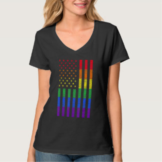 T-shirt Lgbt American Flag Pride Rainbow Gay Lesbian Bisex