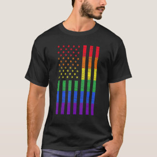 T-shirt Lgbt American Flag Pride Rainbow Gay Lesbian Bisex