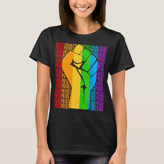 T-shirt Lgbt Arc-en-ciel Drapeau Gay pride Poing Queer Lgb (Devant)