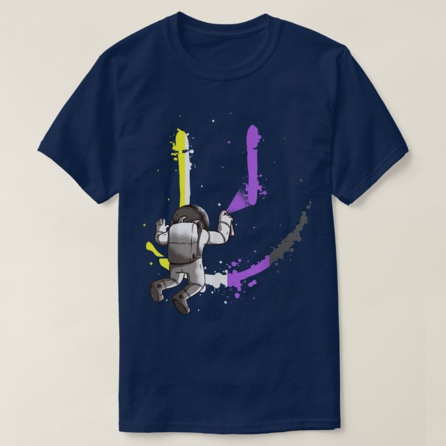 T-shirt LGBT Astronaut Paint Smile Nonbinary Pride Genderq (Design devant)