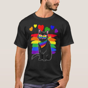 T-shirt Lgbt Black Cat Gay pride Rainbow Lgbtq