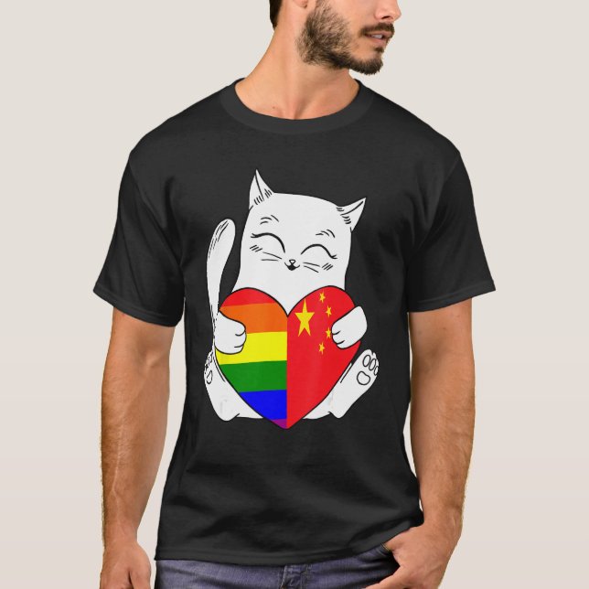 T-shirt LGBT China Cat Ally Animal  Pride Supporter (Devant)