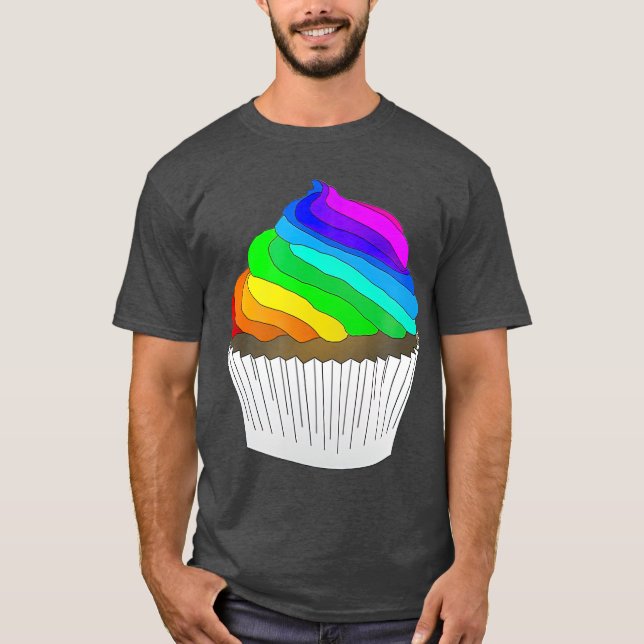 T-shirt LGBT Cupcake Rainbow color icing LGBTQ (Devant)