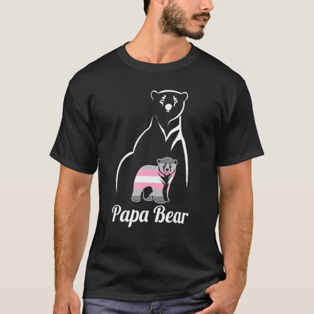T-shirt Lgbt Demigirl Papa Bear Demigender Pride Drapeau (Devant)