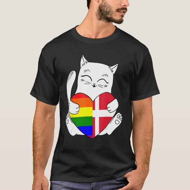 T-shirt LGBT Denmark Cat Ally Animal  Pride Supporter (Devant)