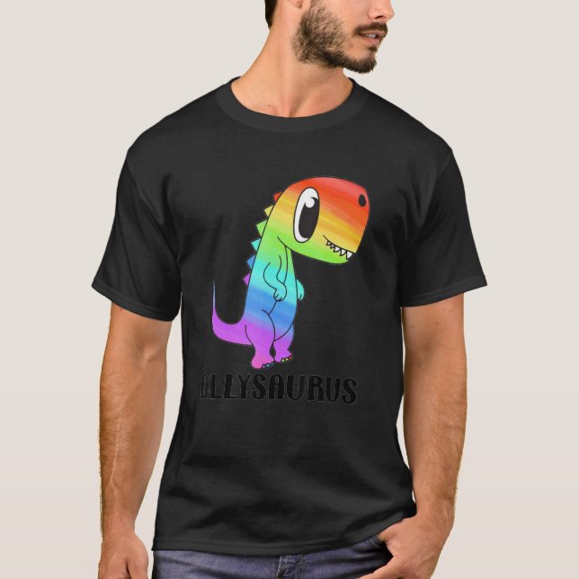 T-shirt LGBT Dinosaur Rex Gay Pride Dino Allysaurus Rainbo (Devant)