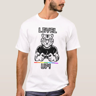 T-shirt LGBT+ Fierté Gaymer Joueur Tigre Niveau Supérieur