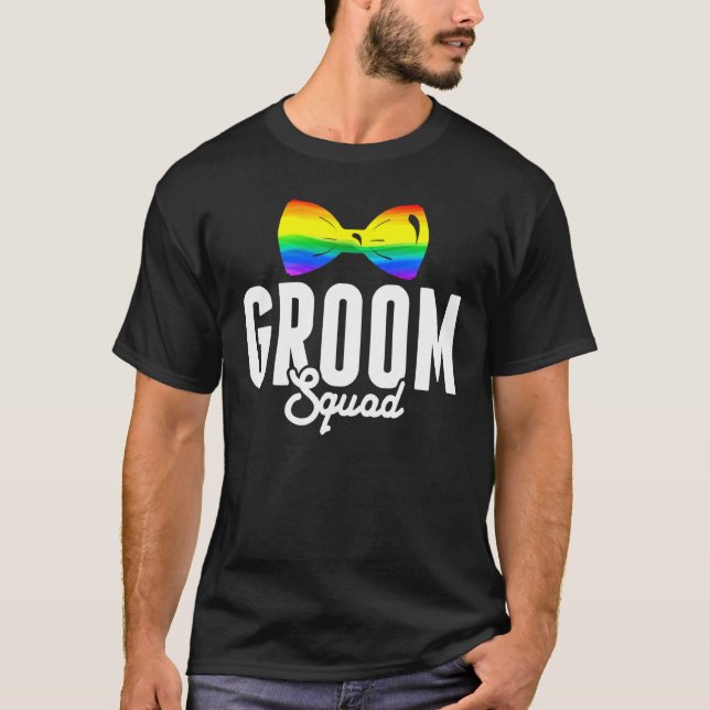 T-shirt LGBT Fierté Groupe de Marié Gay Enterrement de Vie (Devant)