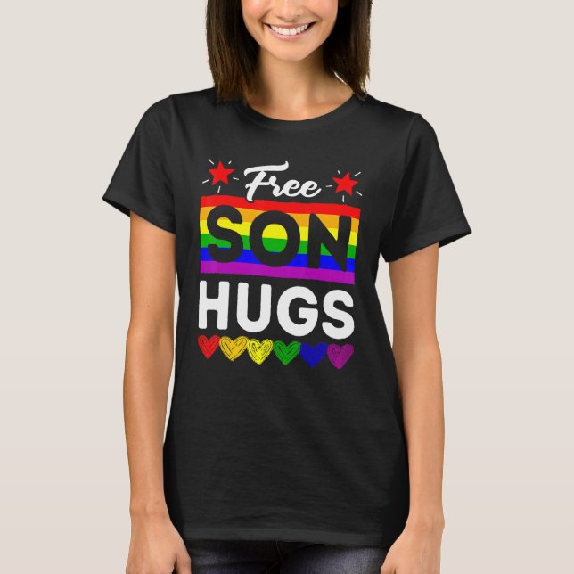 T-shirt Lgbt Fierté Libre Son Hugs Arc-en-ciel Soutien Fam (Devant)