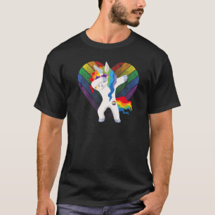 T-shirt Lgbt Gay Dabbing Unicorn Lesbian Prith Mois Humain