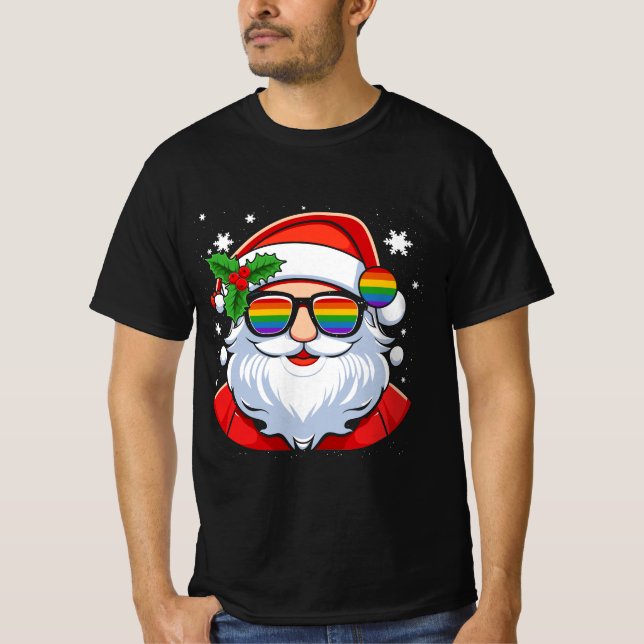 T-shirt LGBT Gay pride Cool tendance Santa Claus Gay Merry (Devant)