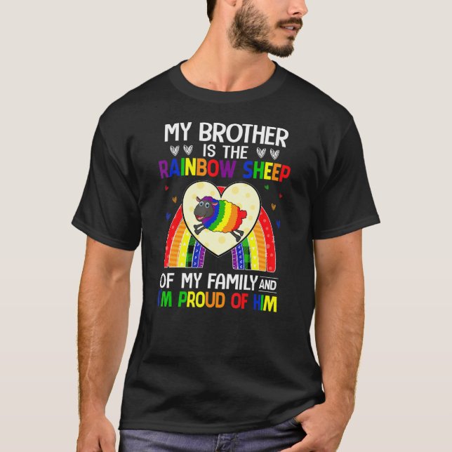 T-shirt Lgbt Gay pride Mon Frère Est Arc-En-Ciel Mouton De (Devant)