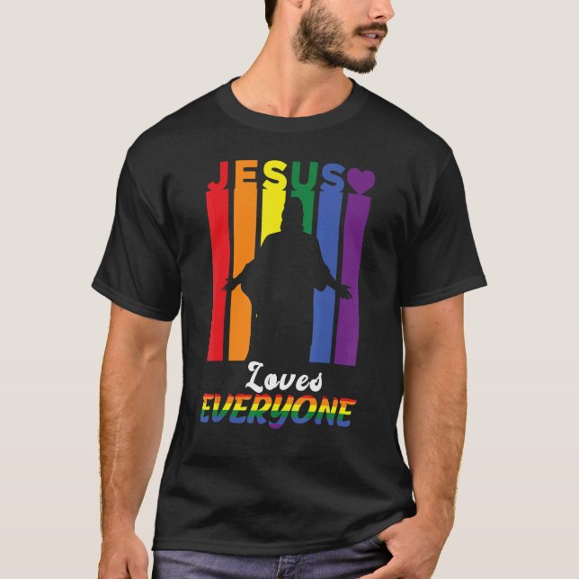 T-shirt Lgbt Gay Rights Jesus Aime Tout Le Monde Fierté Gr (Devant)
