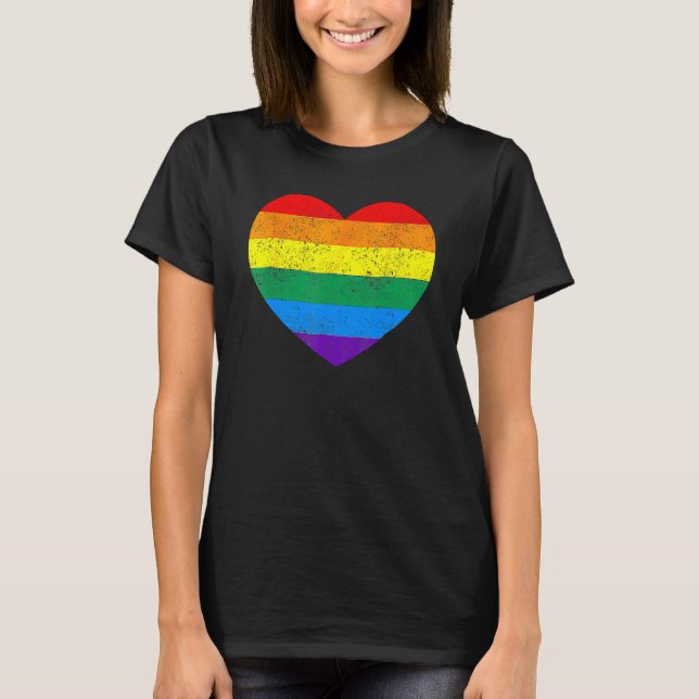 T-shirt LGBT Heart Rainbow Flag Gay Les Pride Support LGBT (Devant)