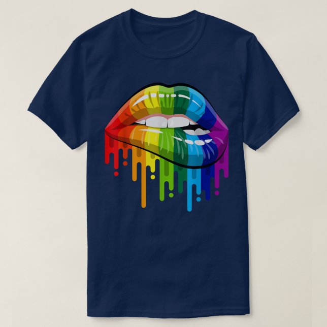 T-shirt LGBT Homoseuse lesbienne Rainbow Lips Pride  (Design devant)