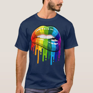 T-shirt LGBT Homoseuse lesbienne Rainbow Lips Pride