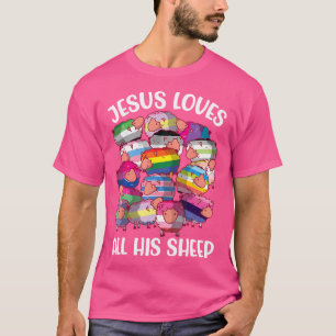 T-shirt Lgbt Jesus Aime Tous Ses Moutons Gay Lesbian Ally 