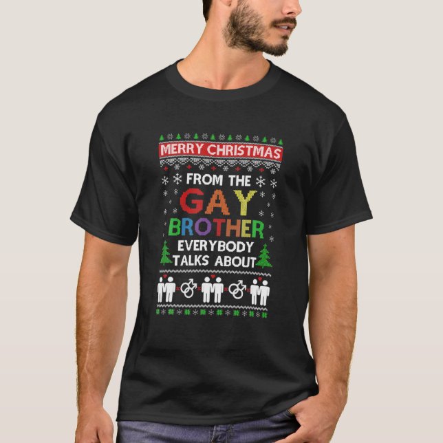 T-shirt LGBT Joyeux Noël Du Frère Gay Mal Noël (Devant)