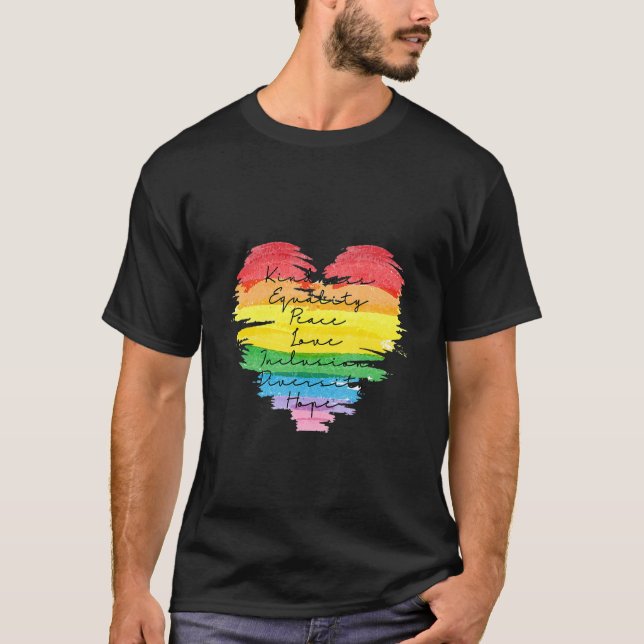 T-shirt LGBT+ Kindness Peace Equality Love Inclusion Diver (Devant)