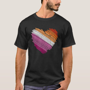 T-shirt Lgbt Le Drapeau De La Fierté Cardiaque Lesbienne A