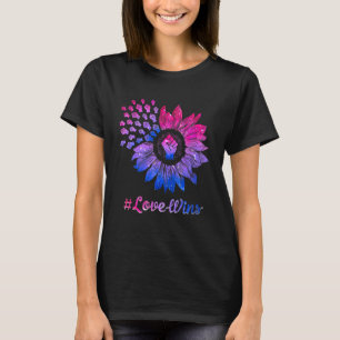 T-shirt Lgbt Lgbtq Pride Drapeau Bisexuel Levé Fist Sunflo
