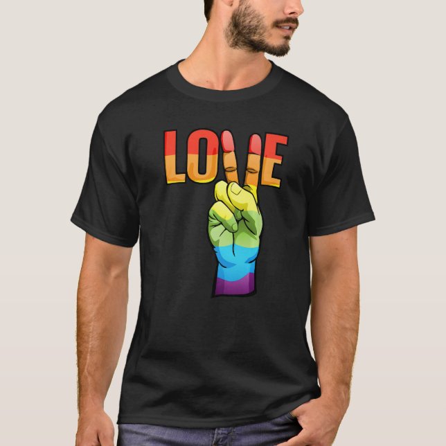 T-shirt LGBT Love Peace Sign Rainbow LGBTQ Pride Design Pr (Devant)