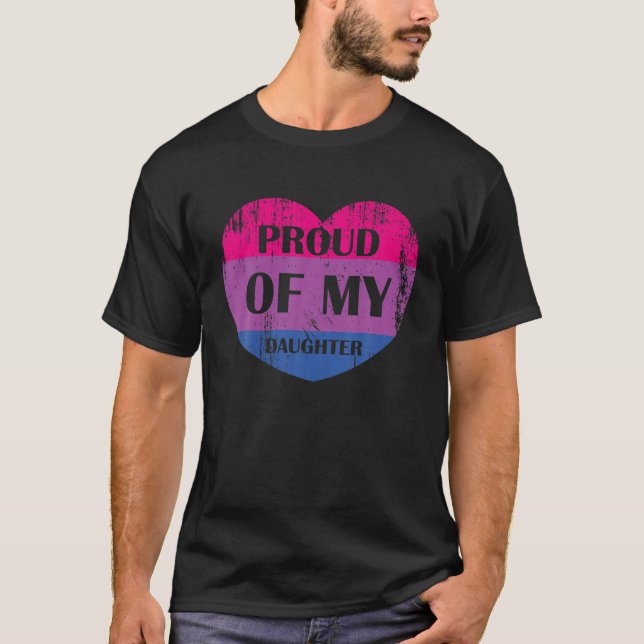 T-shirt LGBT Papa Maman Bi Pride Coeur Fier De Mon Bisexue (Devant)