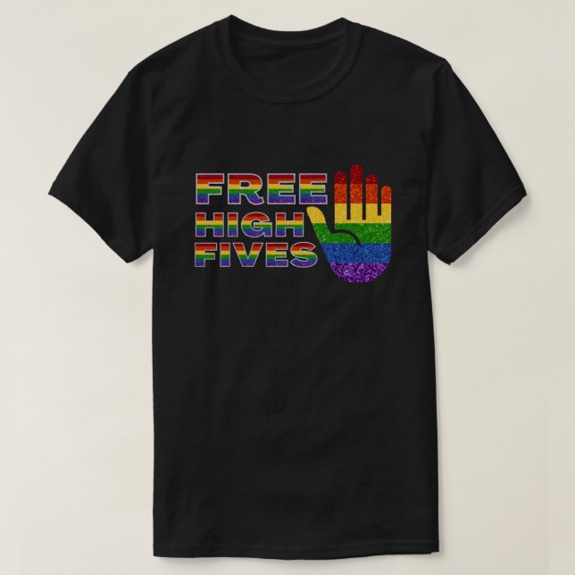 T-shirt LGBT Parties scintillant Fierté Drapeau gratuit Hi (Design devant)