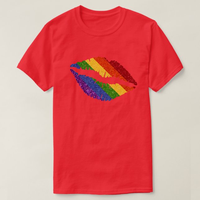 T-shirt LGBT Parties scintillant Rainbow Pride lèvres (Design devant)