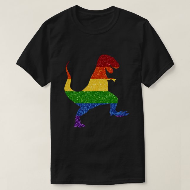 T-shirt LGBT Parties scintillant Rainbow Pride T-Rex (Design devant)