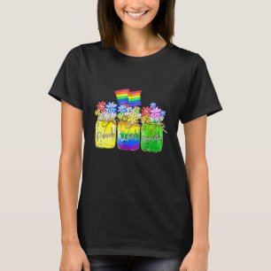 T-shirt Lgbt Peace Love Equality Rainbow Floral Lgbt Drape