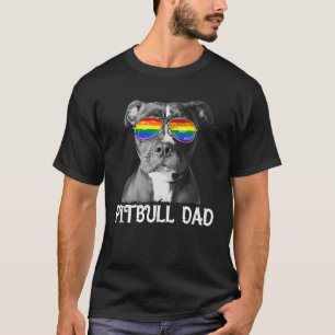 T-shirt LGBT Pitbull Dad Rainbow Pride Amoureux des chiens
