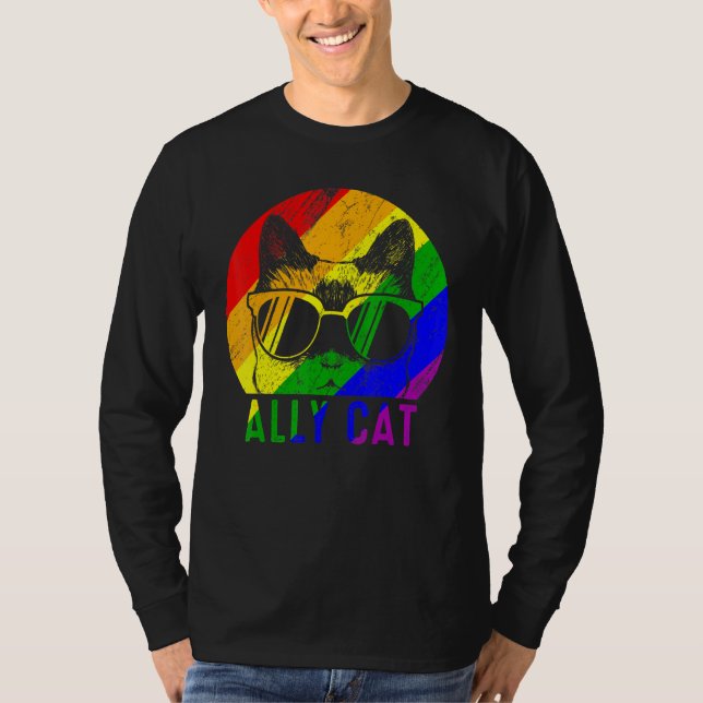 T-shirt Lgbt Pride Ally Chat Arc-en-ciel Drapeau Gay Lesbi (Devant)