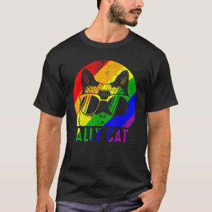 T-shirt Lgbt Pride Ally Chat Arc-en-ciel Drapeau Gay Lesbi