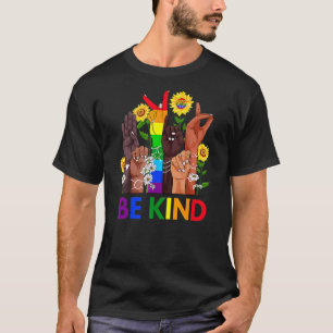 T-shirt Lgbt Pride Be Kind Sunflower Hands Raising Gay Pri