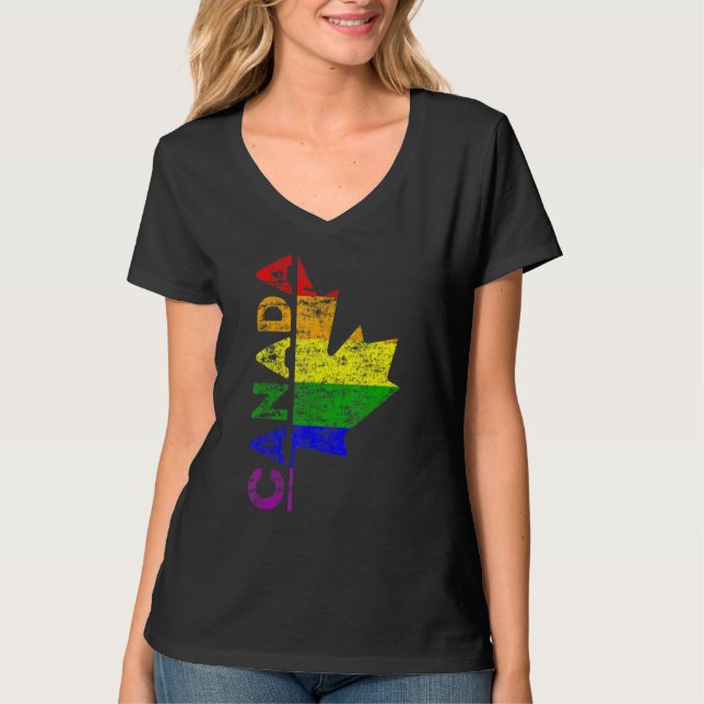 T-shirt Lgbt Pride Canadian Flag Canada Rainbow Gay Suppor (Devant)