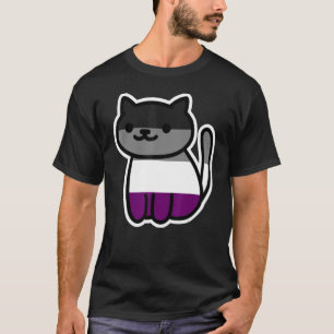 T-shirt Lgbt Pride Chat Animal Ace Drapeau Asexualité Demi