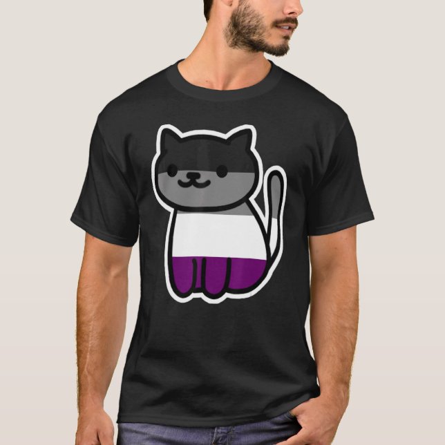 T-shirt Lgbt Pride Chat Animal Ace Drapeau Asexualité Demi (Devant)