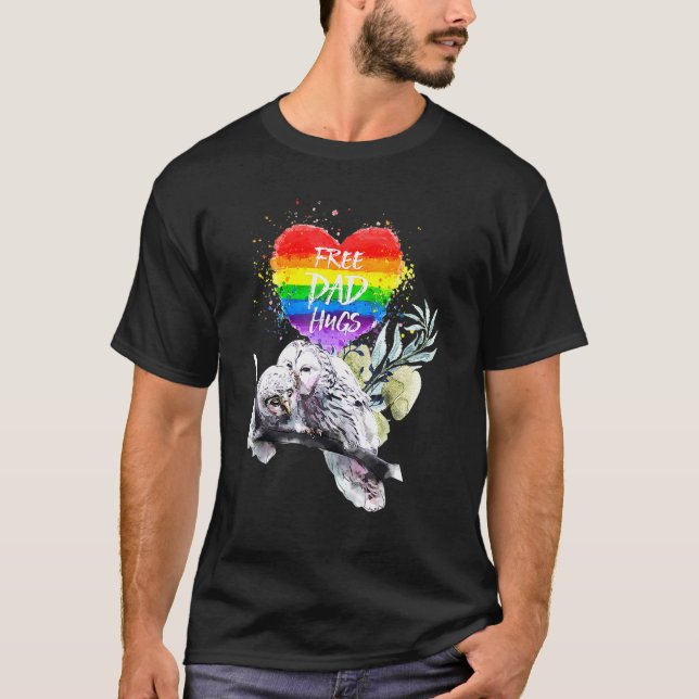 T-shirt Lgbt Pride Daddy Owl Arc-en-ciel gratuit Papa serr (Devant)