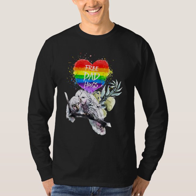 T-shirt Lgbt Pride Daddy Owl Arc-en-ciel gratuit Papa serr (Devant)