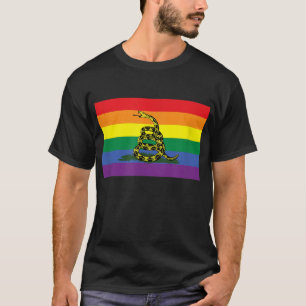 T-shirt LGBT Pride Don't Tread Rainbow Gadsden Flag