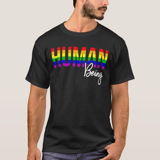 T-shirt Lgbt Pride Être humain gay Lesbian Rainbow Support (Devant)